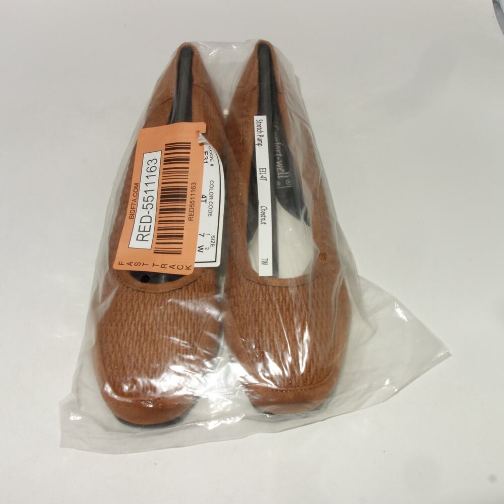 Comfort-well Beacon Stretch-n-Form Pumps Brown Square Medium Heel Shoes 7W - Picture 2 of 7